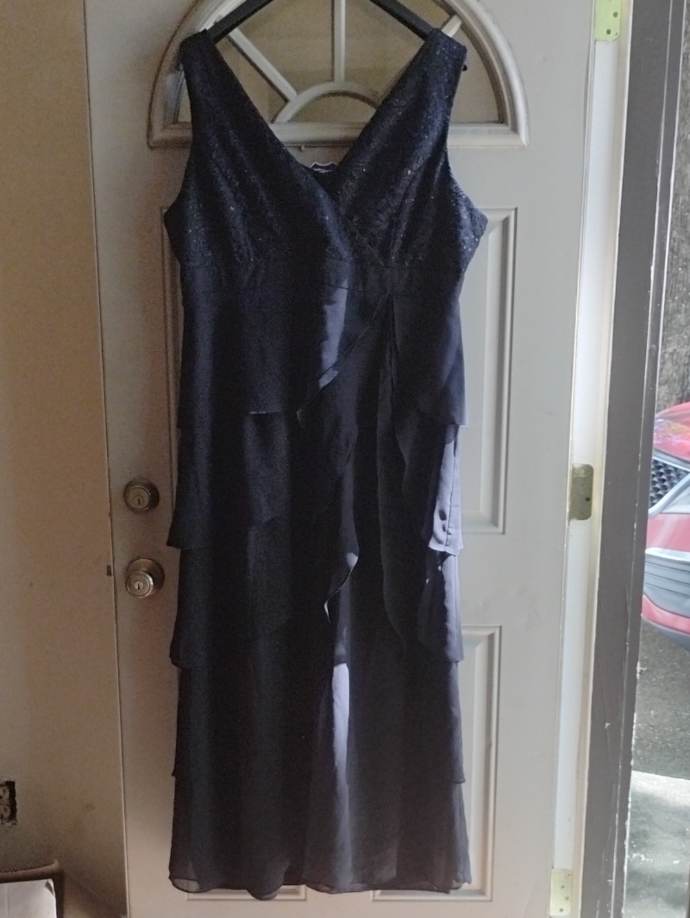 Sally V-Neck Navy Maxi Dress with Sparkle Bodice